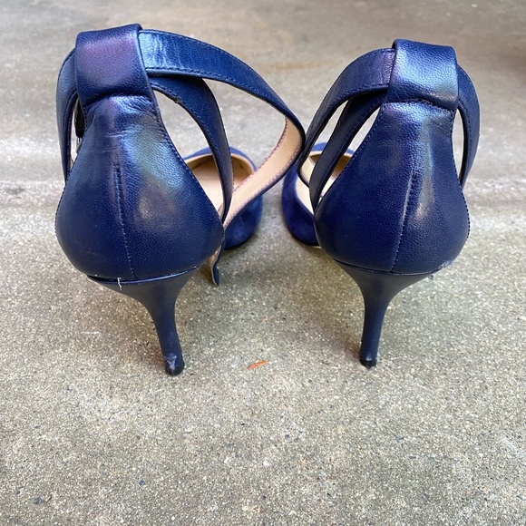 Marc Fisher Navy Blue Faux Suede/Leather Heels - Picture 4 of 5